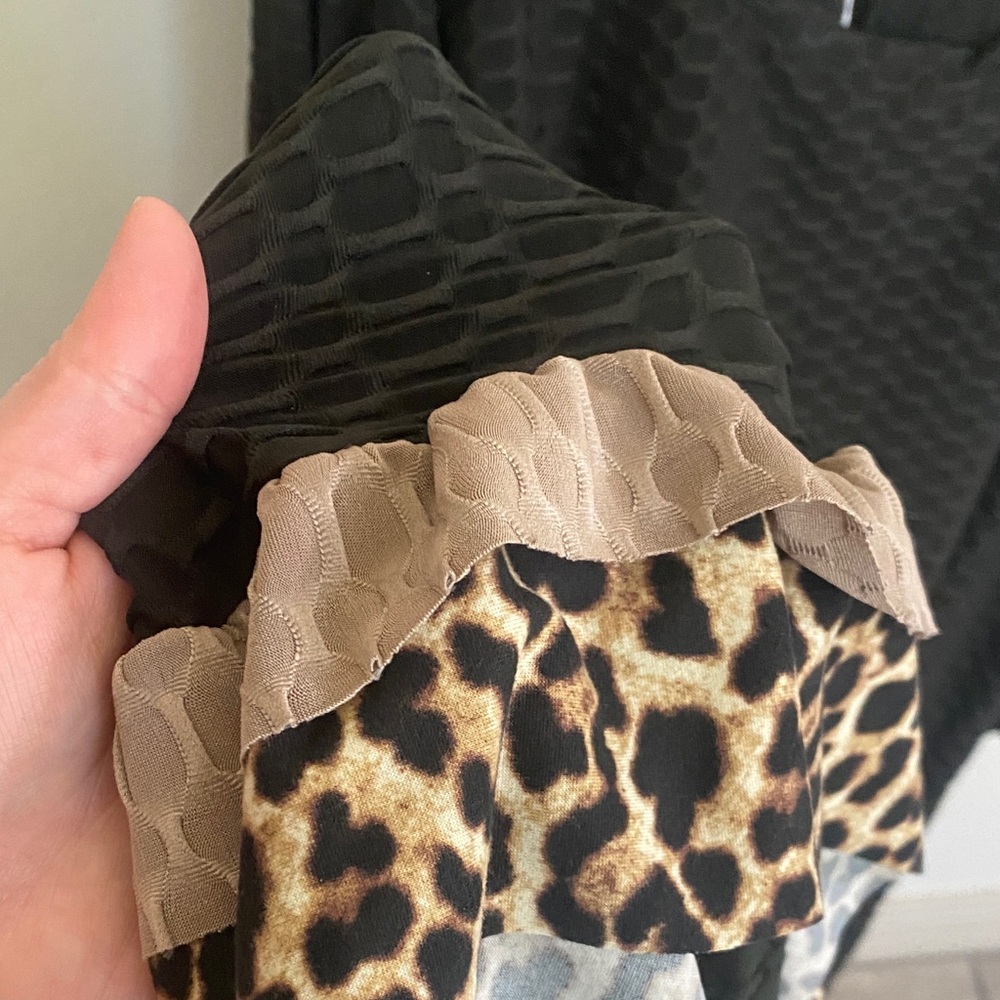 Black and Leopard Trim Women's Top - Picture 2 of 2